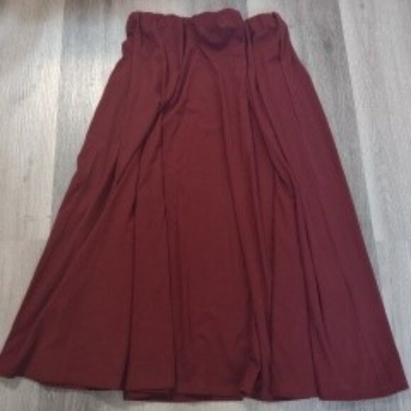 OGL Lag and Look   Minimalist Cotton Blend Wine Burgundy Maxi skirt - Sz Large - Picture 2 of 5